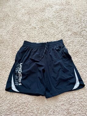 Under Armour Black Athletic Shorts with White Accents